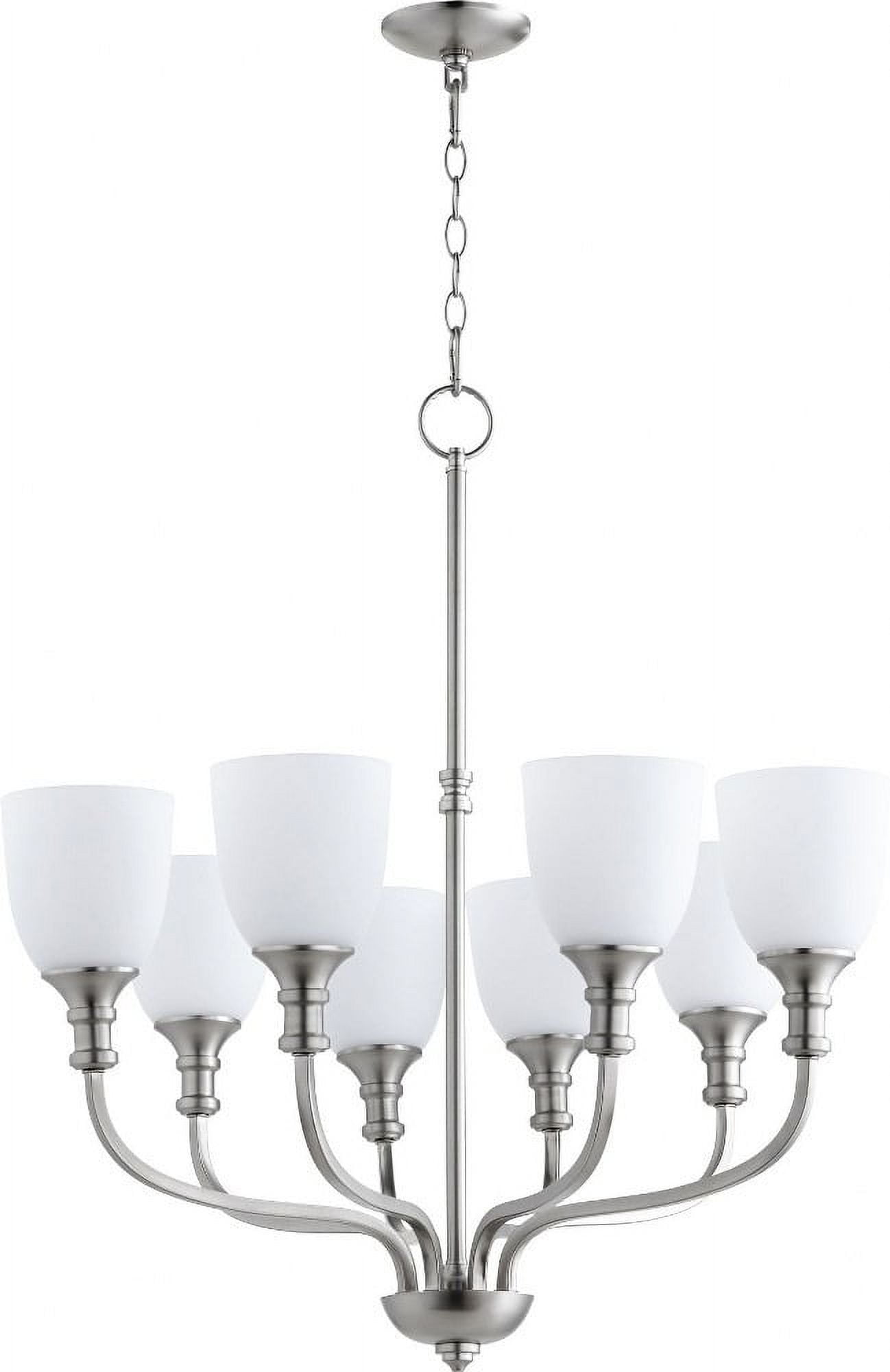 Satin Nickel 8-Light Chandelier with Opal Glass Shades