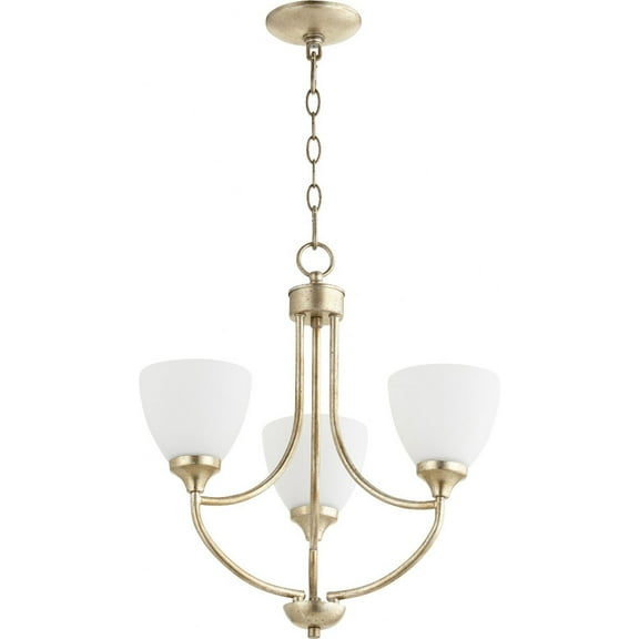 Quorum Lighting Enclave 3-Light Chandelier, Aged Silver Leaf, 19 Width, 20.5 Height, Glass Material