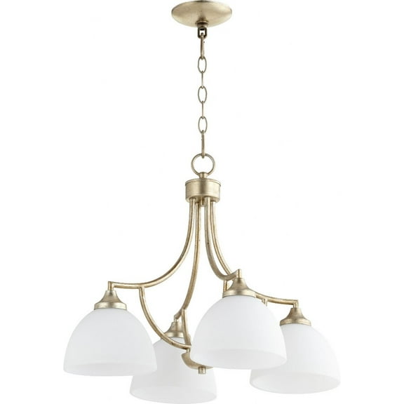 Quorum Lighting Enclave 4-Light Pendant, Aged Silver Leaf, 22 Width, 18 Height, Glass Material