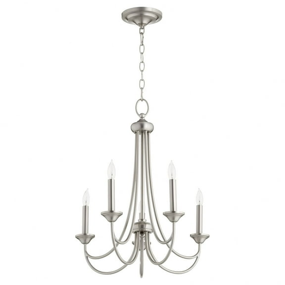 6250-5-65-Quorum Lighting-Brooks - 5 Light Chandelier in style - 22 inches wide by 23.5 inches high-Satin Nickel Finish -Traditional Installation