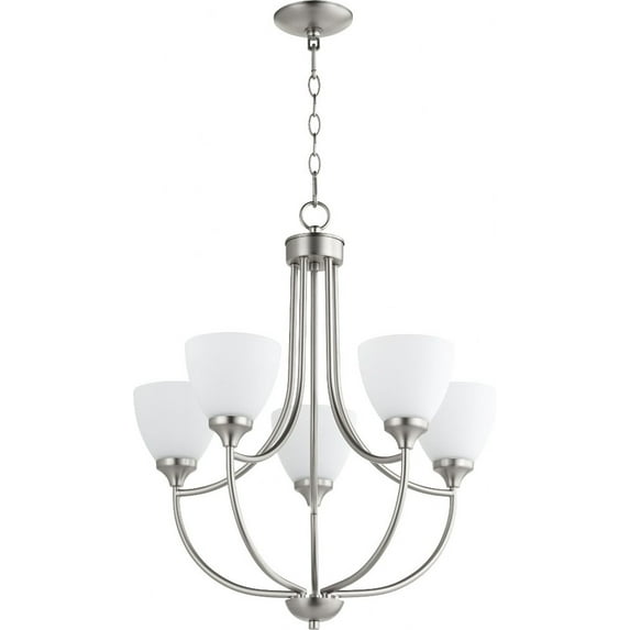 Quorum Lighting Enclave 5-Light Chandelier, Satin Nickel, Clear/Seeded Glass