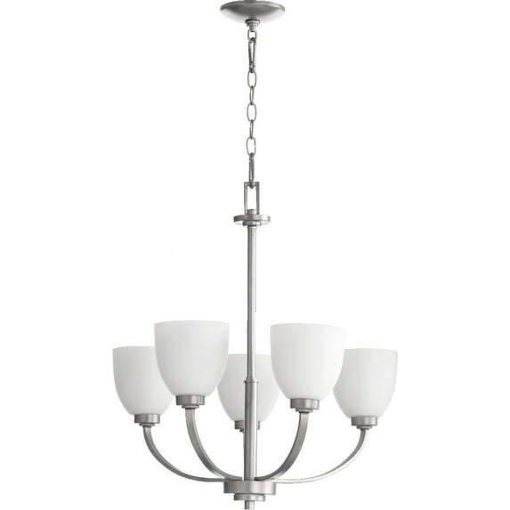 Quorum Lighting Reyes 5-Light Chandelier, Classic Nickel, 26 Width, 24.25 Height