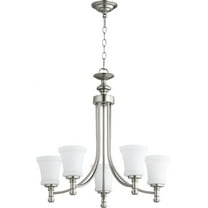 Quorum Lighting Rossington 5-Light Chandelier, Satin Nickel, 25 Width, 25 Height, Glass Material