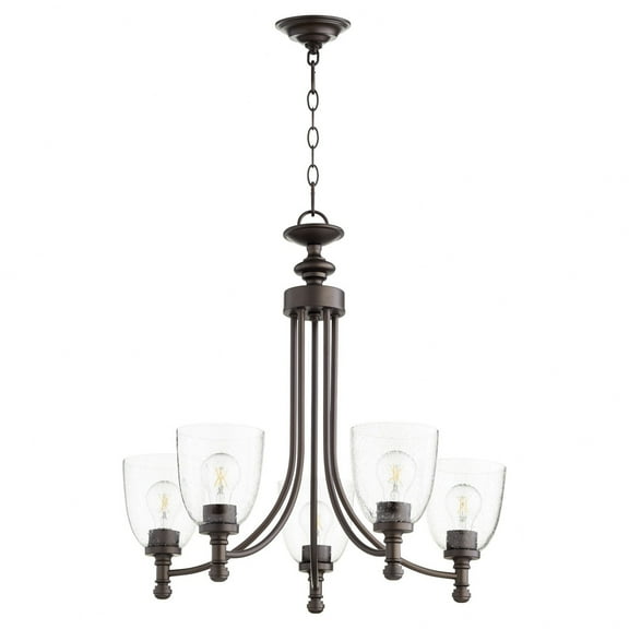 Quorum Lighting Rossington 5-Light Chandelier, Oiled Bronze Finish, Clear/Seeded Glass
