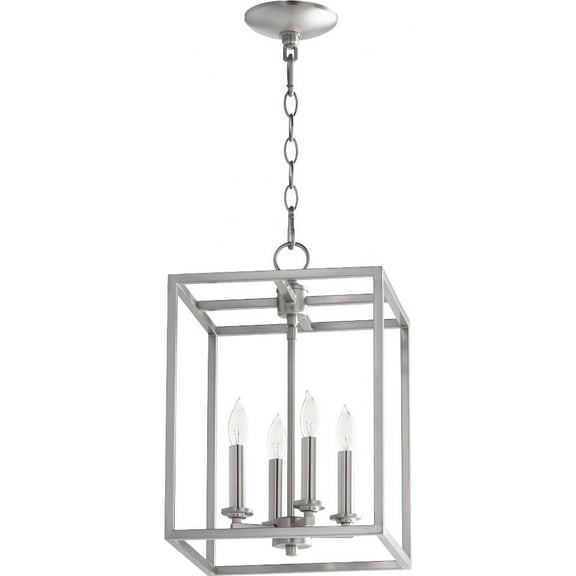 6731-4-65 Quorum Lighting Cuboid - 4 Light Large Entry Pendant in Quorum Home Collection style - 11 inches wide by 17 inches high-Satin Nickel Finish