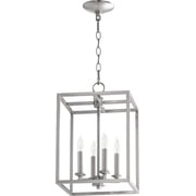 6731-4-65 Quorum Lighting Cuboid - 4 Light Large Entry Pendant in Quorum Home Collection style - 11 inches wide by 17 inches high-Satin Nickel Finish