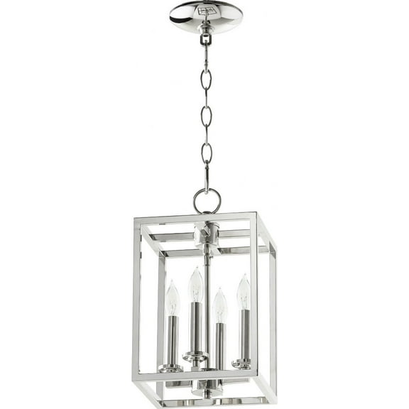 6731-4-162 Quorum Lighting Cuboid - 4 Light Large Entry Pendant in Quorum Home Collection style - 11 inches wide by 17 inches high-Polished Nickel