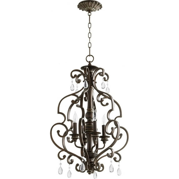 Quorum Lighting San Miguel 4-Light Entry Pendant, Vintage Copper, 18.5W x 28.5H, Dry Rated