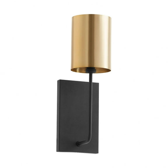 Harmony 1 - Light Textured Black And Aged Brass Brass Contemporary / Transitional Fabric Wall Sconce