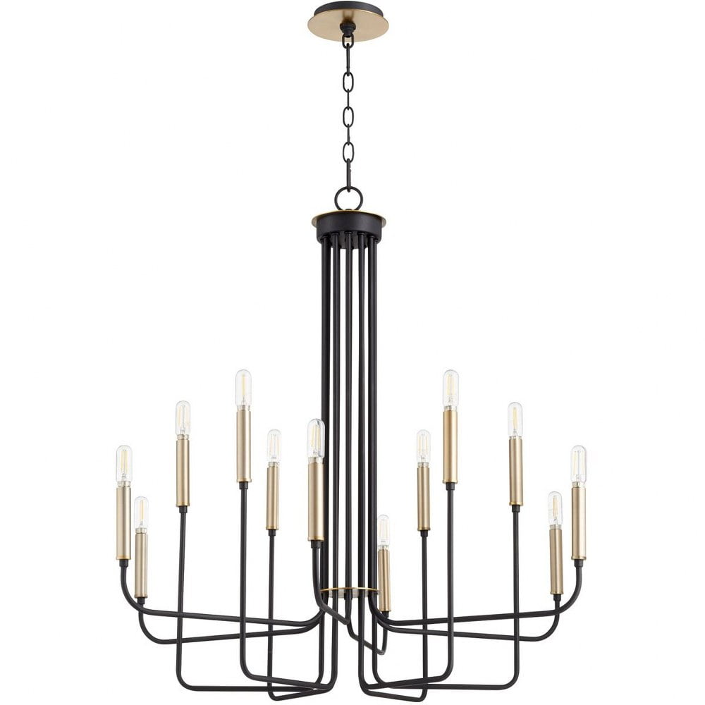 Noir & Aged Brass Transitional 12-Light Chandelier