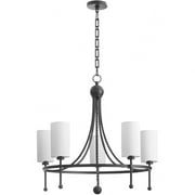 664-5-59 Quorum Lighting Lee Boulevard - 5 Light Chandelier-26.5 Inches Tall and 28 Inches Wide-Matte Black Finish -Traditional Installation