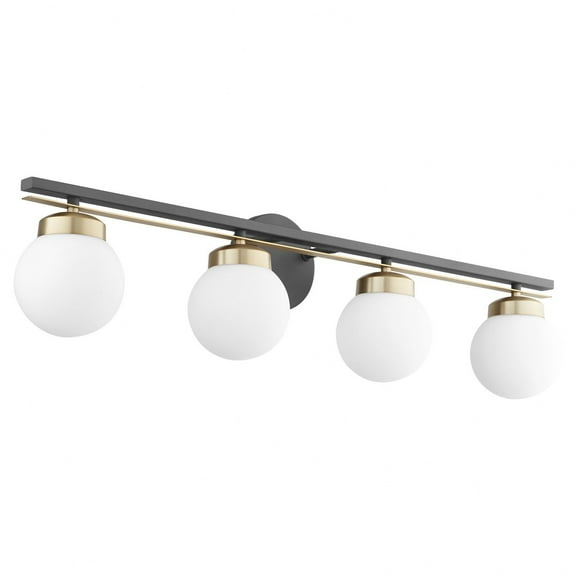 Nimbus 4 - Light Textured Black And Aged Brass Brass Contemporary / Mid Century Modern Glass Wall Sconce