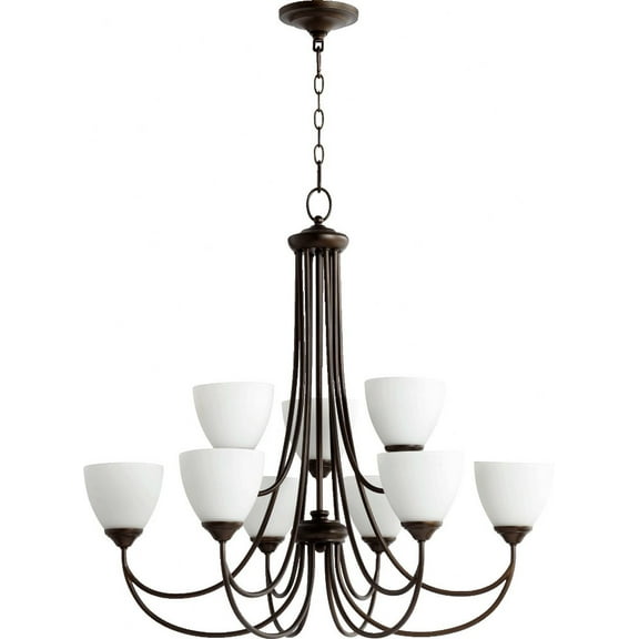 6050-9-86-Quorum Lighting-Brooks - 9 Light 2-Tier Chandelier in Quorum Home Collection style - 32 inches wide by 32 inches high -Traditional