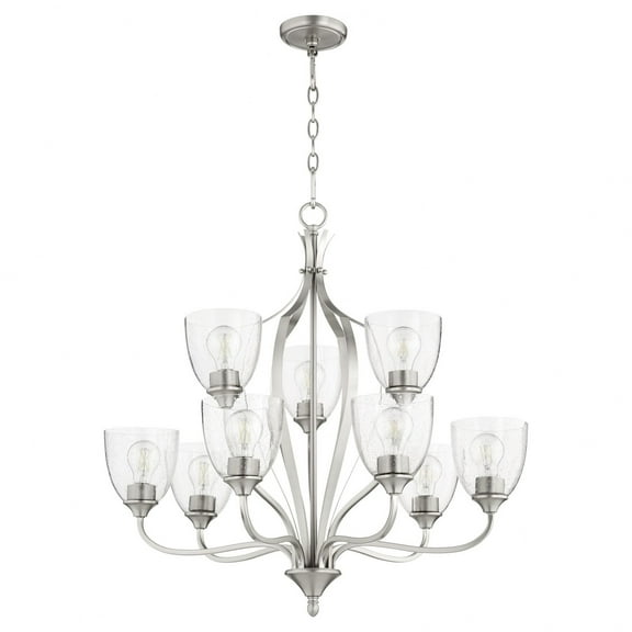 6127-9-265-Quorum Lighting-Jardin - 9 Light 2-Tier Chandelier in Quorum Home Collection style - 30 inches wide by 28 inches high-Satin Nickel