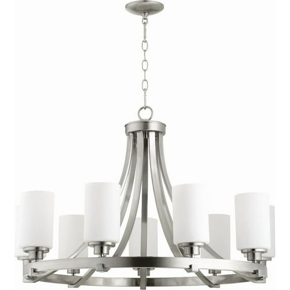 6207-9-65-Quorum Lighting-Lancaster - 9 Light 2-Tier Chandelier in Transitional style - 33.5 inches wide by 22.75 inches high-Satin Nickel Finish