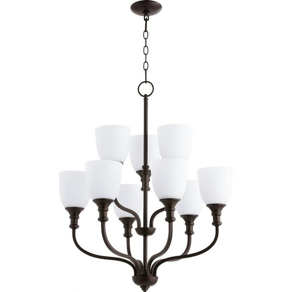 Quorum Lighting Richmond 9-Light Chandelier, Oiled Bronze, Clear Seeded