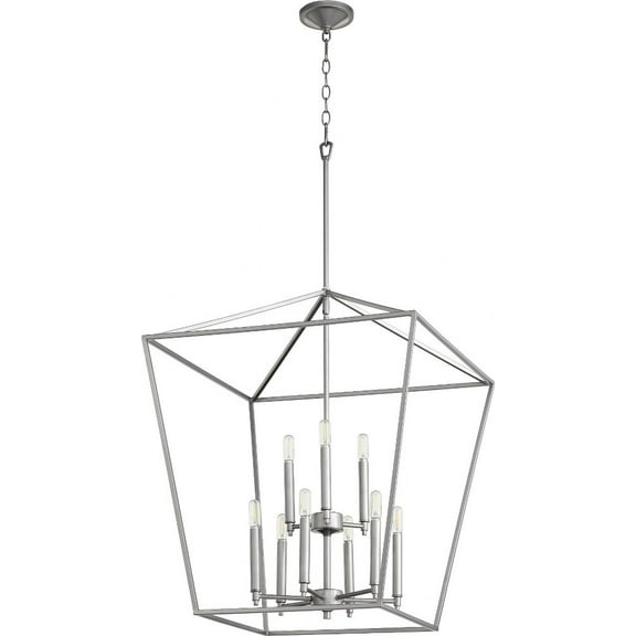 Quorum Lighting Gabriel 9-Light 2-Tier Entry Pendant, Classic Nickel, 24W x 29.5H, Dry Rated