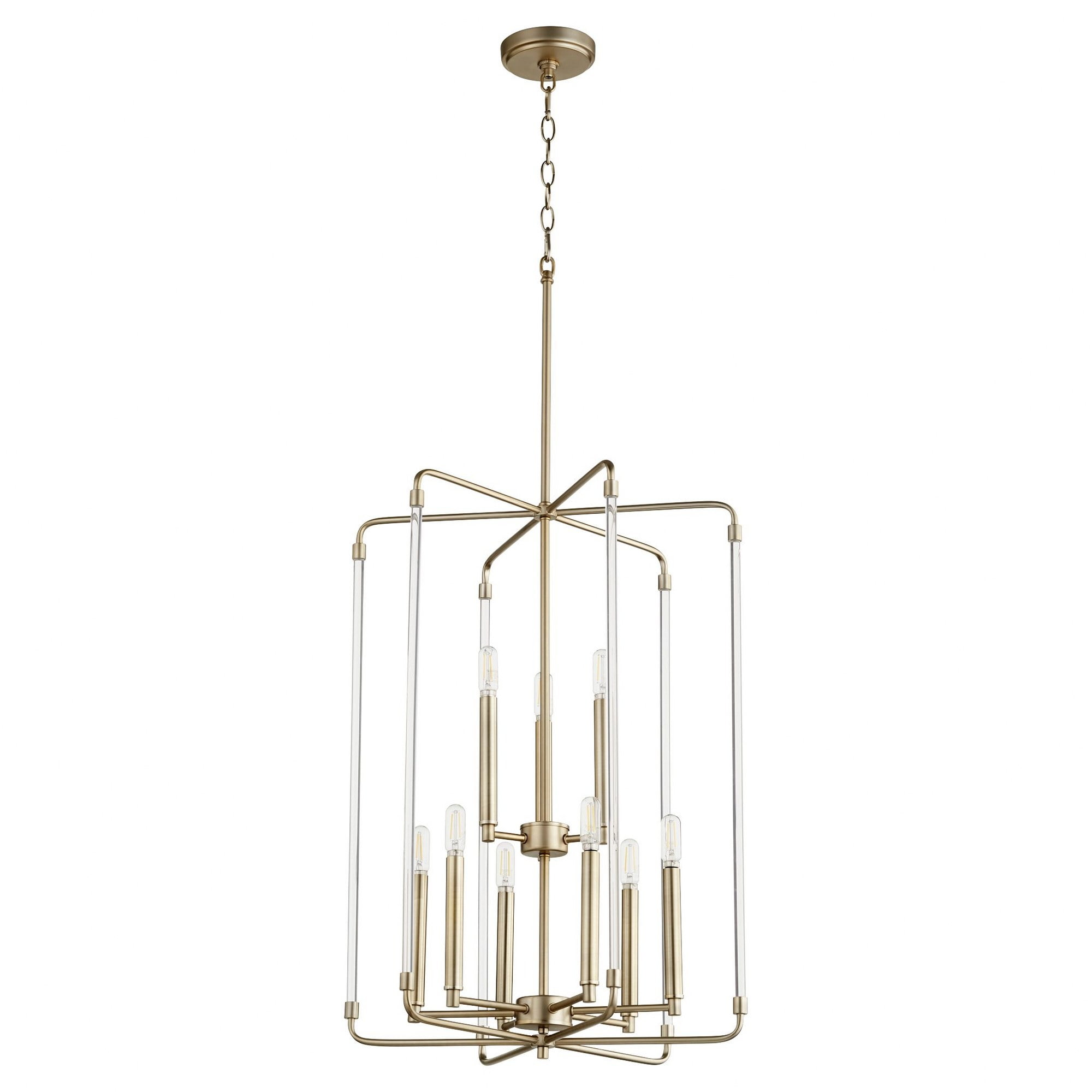 Aged Brass 9-Light 2-Tier Entry Pendant Chandelier