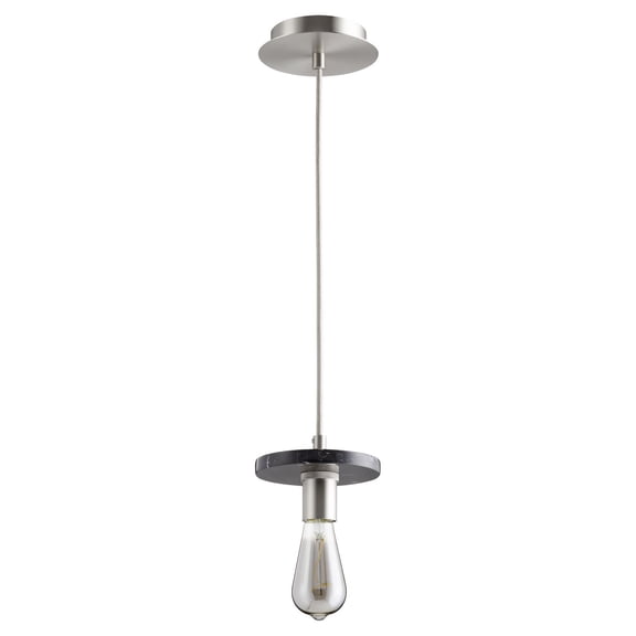 822-1565 Quorum Lighting 1 Light Marble Pendant in Contemporary style - 5.88 inches wide by 5.63 inches high-Satin Nickel/Black Marble Finish