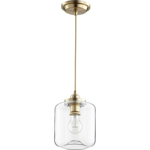 845-80 Quorum Lighting 1 Light Pendant in Transitional style - 6.75 inches wide by 9.5 inches high-Aged Brass Finish    -Traditional Installation
