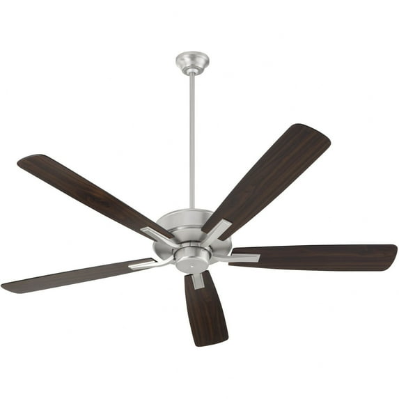 4605-165-Quorum Lighting-Ovation - 5 Blade Ceiling Fan-12.5 Inches Tall and 60 Inches Wide-Satin Nickel Finish-Silver/Walnut Blade Color-Clear Glass