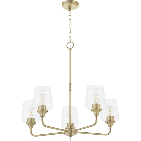 6313-5-80 Quorum Lighting Raymond - 5 Light Chandelier-26 Inches Tall and 27 Inches Wide-Aged Brass Finish