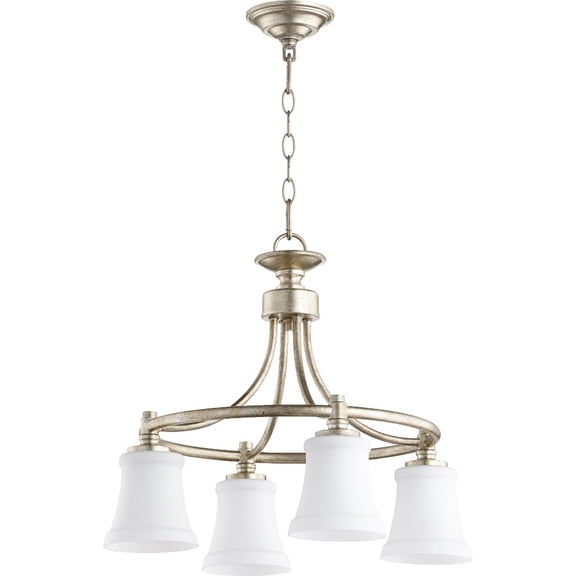 Quorum Lighting Rossington 4-Light Nook Pendant, Aged Silver Leaf, 21W x 18H, Dry Rated