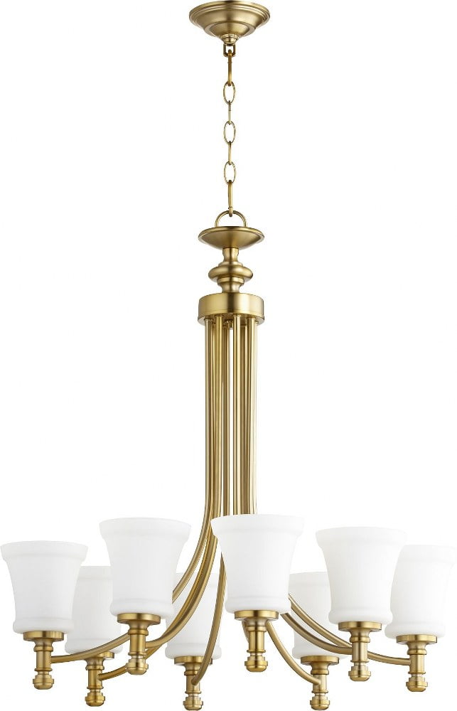 Quorum Lighting Rossington 8-Light Chandelier, Aged Brass, 27 Width, 29 Height