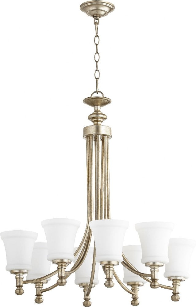 Quorum Lighting Rossington 8-Light Chandelier, Aged Silver Leaf, 27 Width, 29 Height