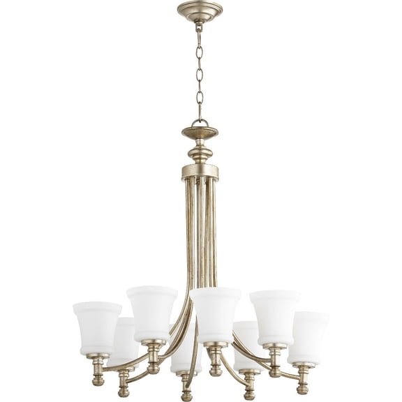 Quorum Lighting Rossington 8-Light Chandelier, Aged Silver Leaf, 27 Width, 29 Height
