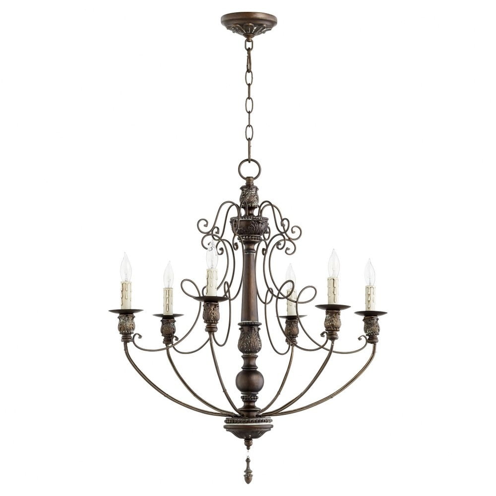 Vintage Copper 6-Light Candelabra Chandelier