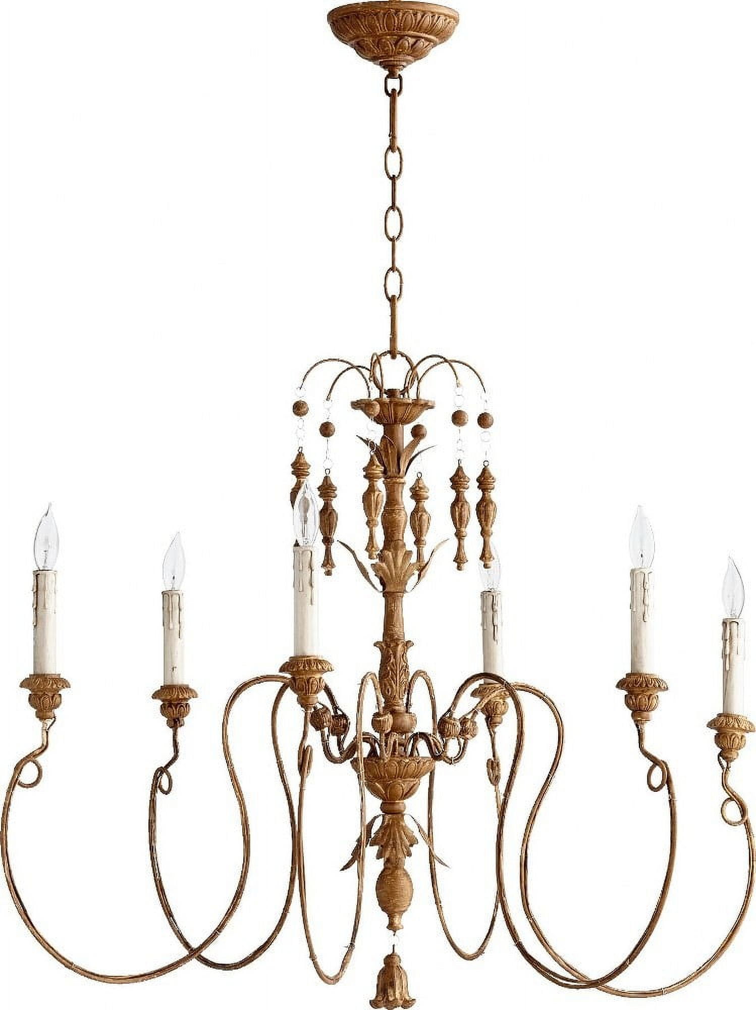 French Umber 6-Light Candelabra Chandelier