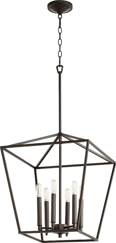Elegant Oiled Bronze 6-Light Entry Pendant with Glass Accents