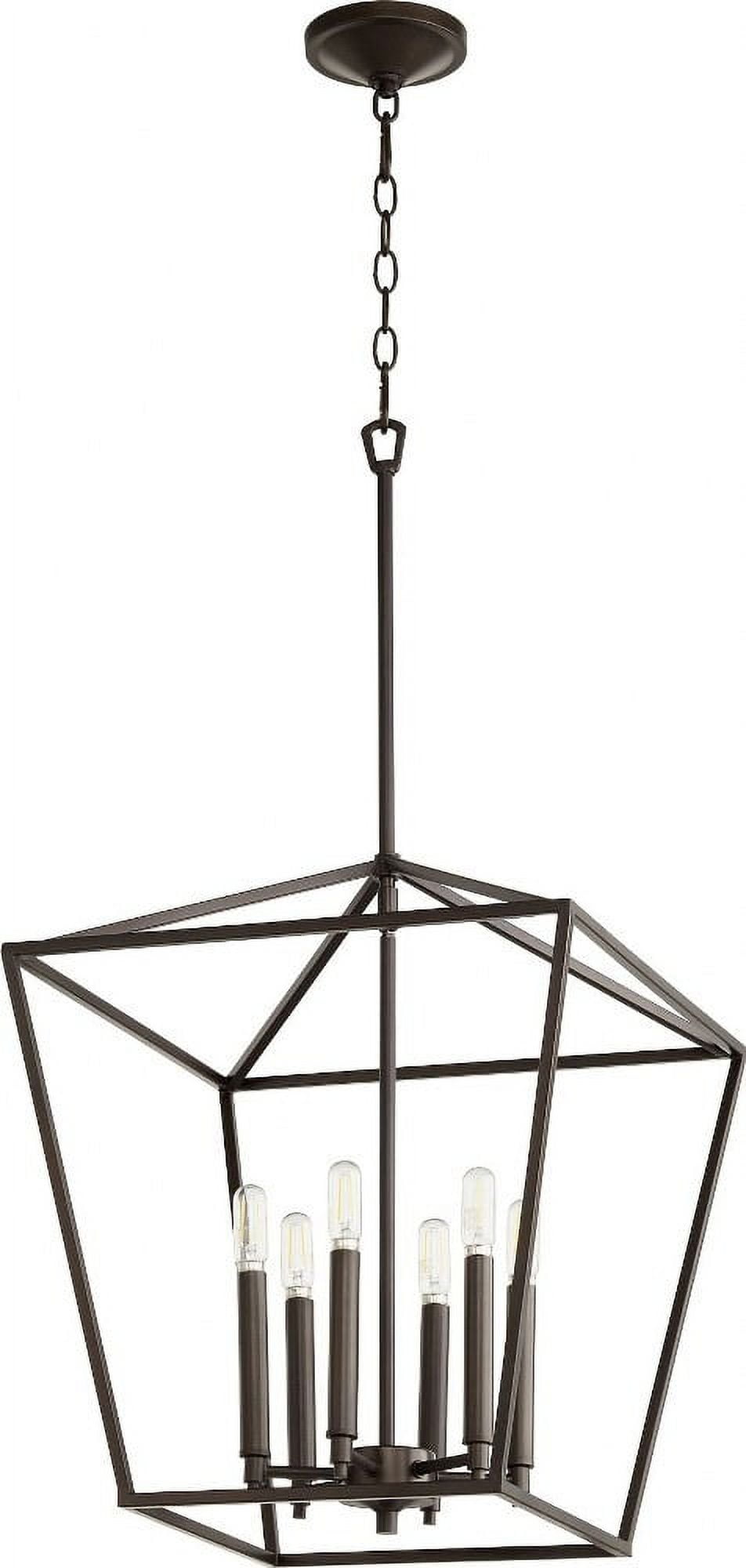 Elegant Oiled Bronze 6-Light Entry Pendant with Glass Accents