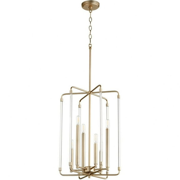 Quorum Lighting Optic 6-Light Entry Pendant, Aged Brass, 16W x 24.5H