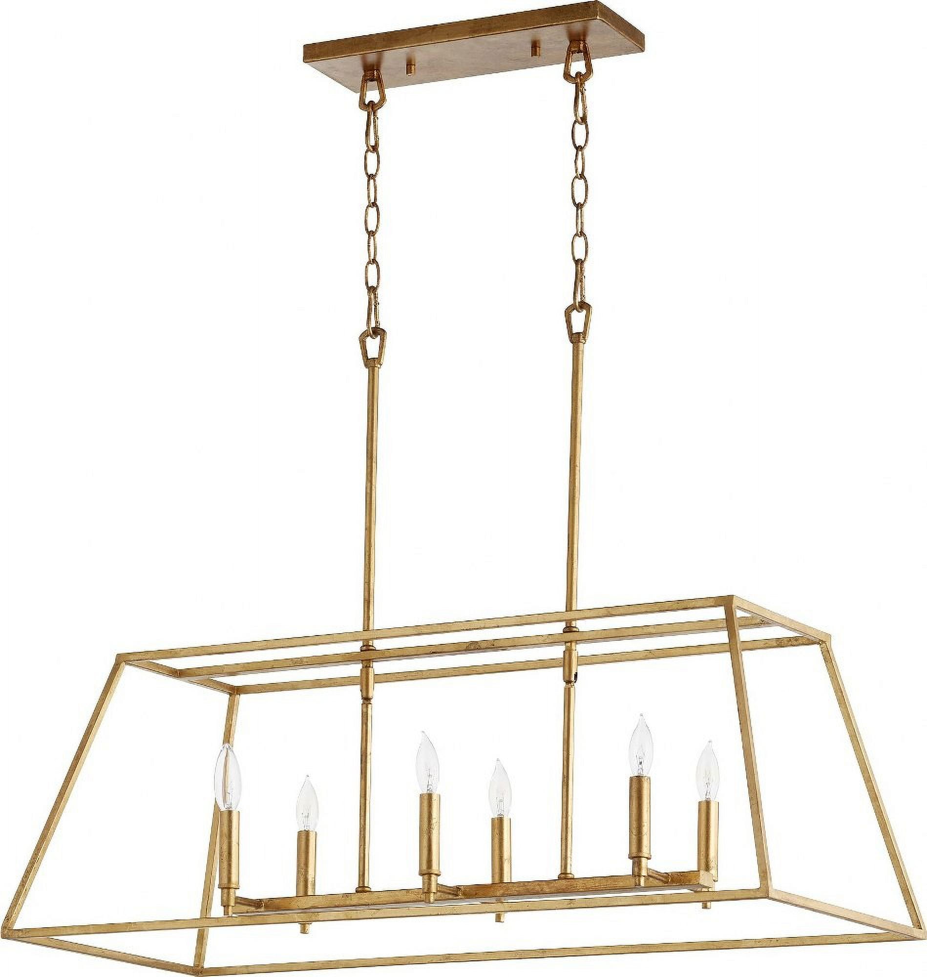 Elegant Gold Leaf 6-Light Linear Indoor/Outdoor Pendant