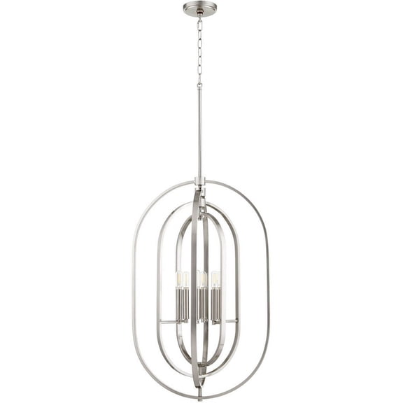 8610-6-65 Quorum Lighting 6 Light Oval Pendant in style - 20 inches wide by 32.25 inches high-Satin Nickel Finish -Traditional Installation