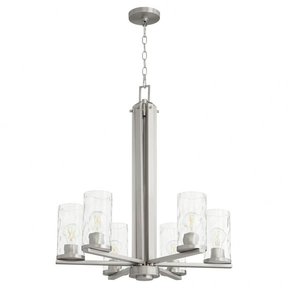 6111-6-65 Quorum Lighting Steinway - 6 Light Chandelier In Contemporary Style-29 Inches Tall and 25 Inches Wide-Satin Nickel Finish    -Traditional