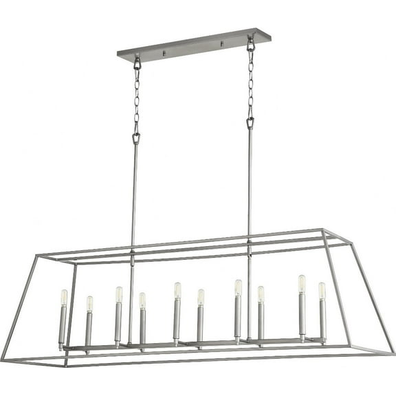 654-10-64-Quorum Lighting-Gabriel - Ten Light Linear Pendant in Quorum Home Collection style - 17 inches wide by 16.25 inches high-Classic Nickel