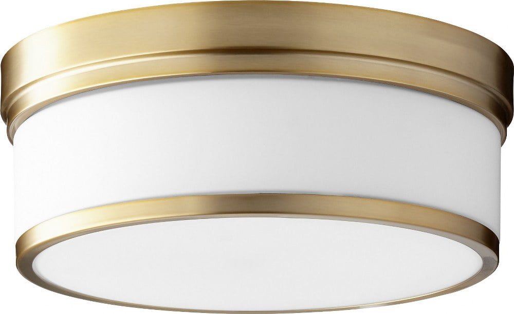 Celeste Aged Brass Opal Glass 3-Light Transitional Flush Mount