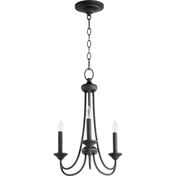 6250-3-69-Quorum Lighting-Brooks - 3 Light Chandelier in style - 16 inches wide by 20.5 inches high-Noir Finish    -Traditional Installation