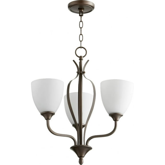 Quorum Lighting Jardin 3-Light Chandelier, Oiled Bronze, 20 Width, 21 Height