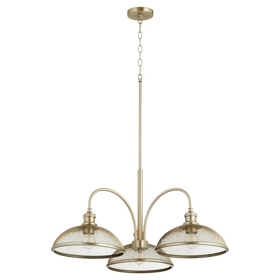 Quorum Lighting Omni 3-Light Nook Pendant, Aged Brass, 31.5 Width, 15.25 Height