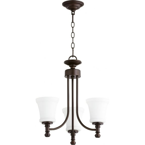 Quorum Lighting Rossington 3-Light Chandelier, Oiled Bronze Finish, Clear/Seeded Glass