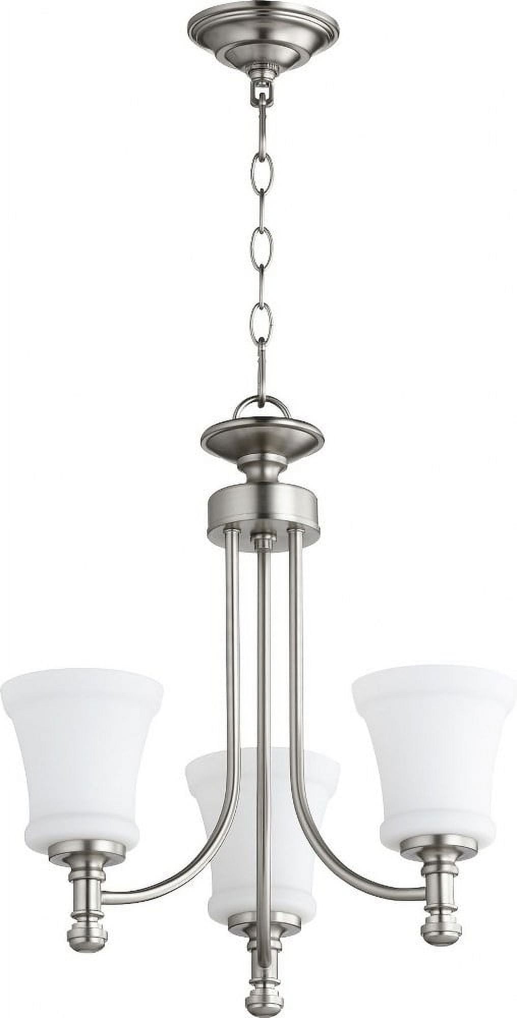 Elegant Mini Rossington 3-Light Nickel Crystal Chandelier with Satin Opal Shade