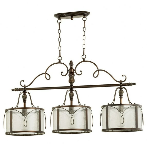 3 Light Island In Transitional Style 11.5 Inches Wide By 22.75 Inches High-Vintage Copper Finish-Clear Glass Color Quorum Lighting 6506-3-39