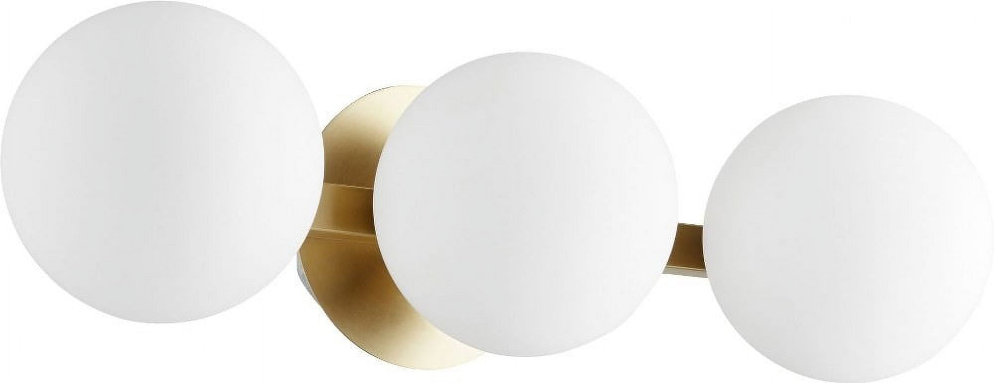 Aged Brass 3-Light Vanity with Satin Opal Glass Shades