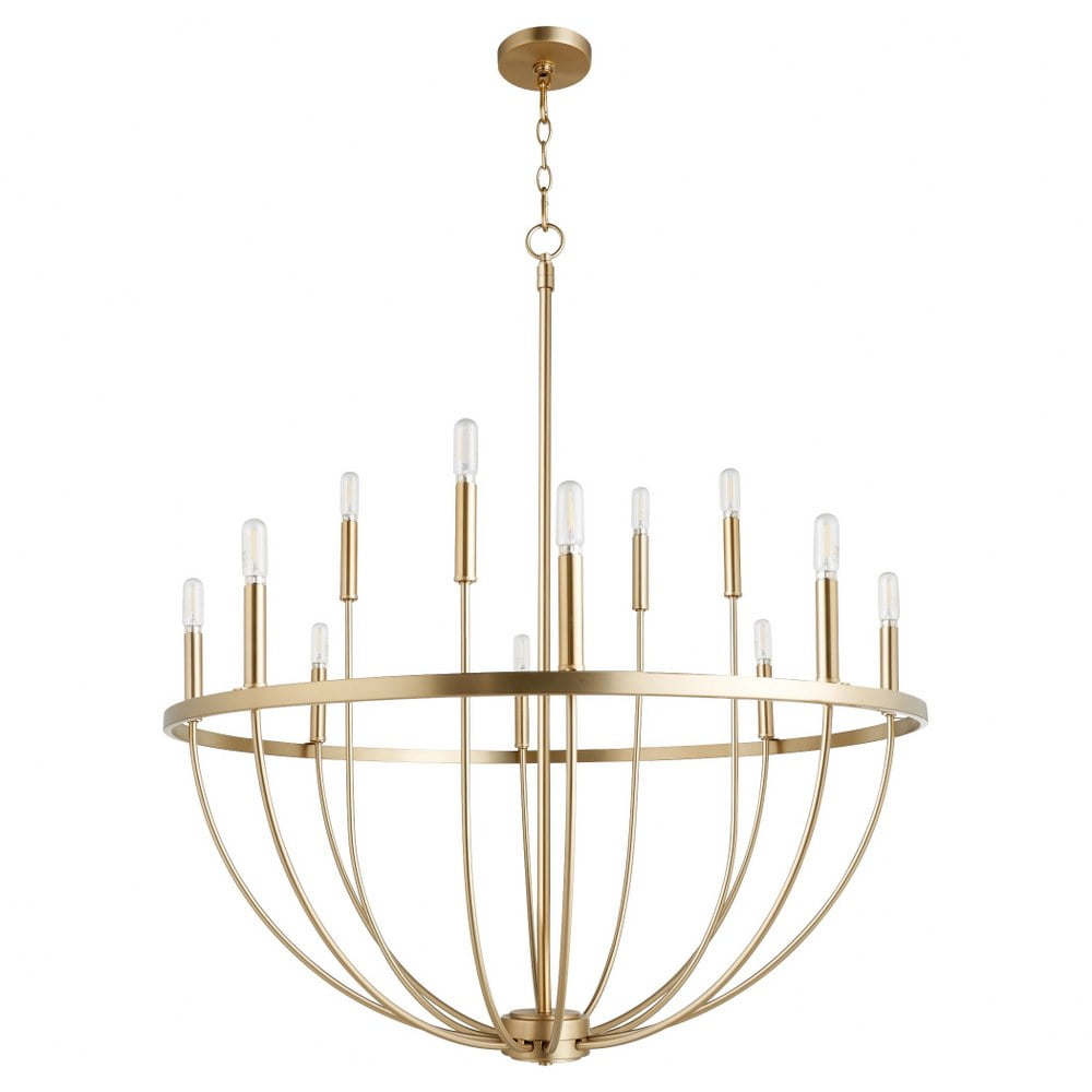 Aged Brass 34" 12-Light Candelabra Chandelier