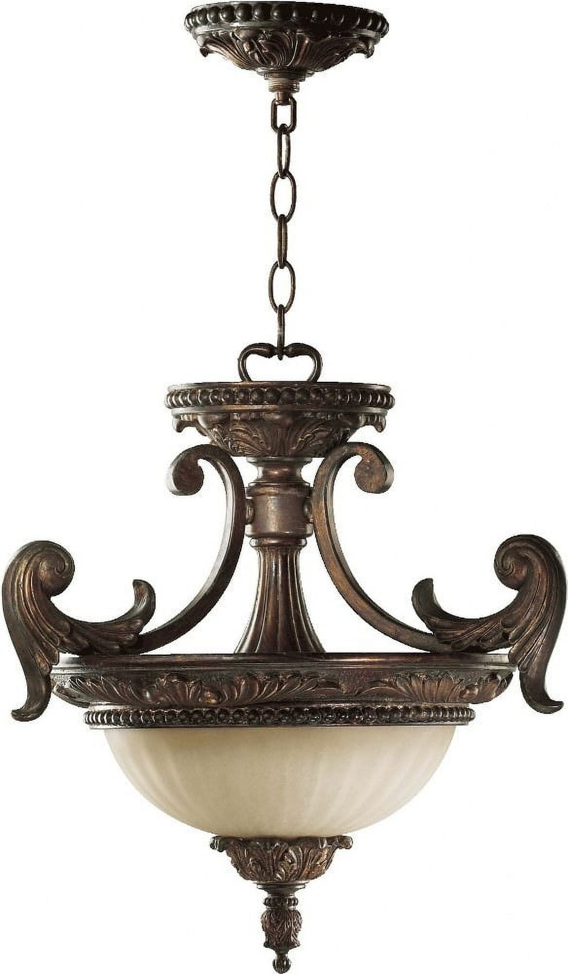 Madeleine Corsican Gold 18" Glass Pendant Light with Antique Amber Shade