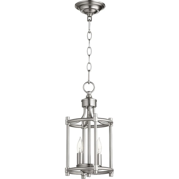 Quorum Lighting Rossington - 2-Light Entry Pendant, Satin Nickel, 8W x 16H, Dry Rated
